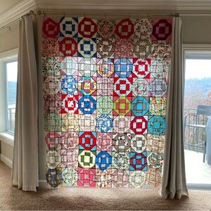 Colorful Patchwork Quilt with Hexagons